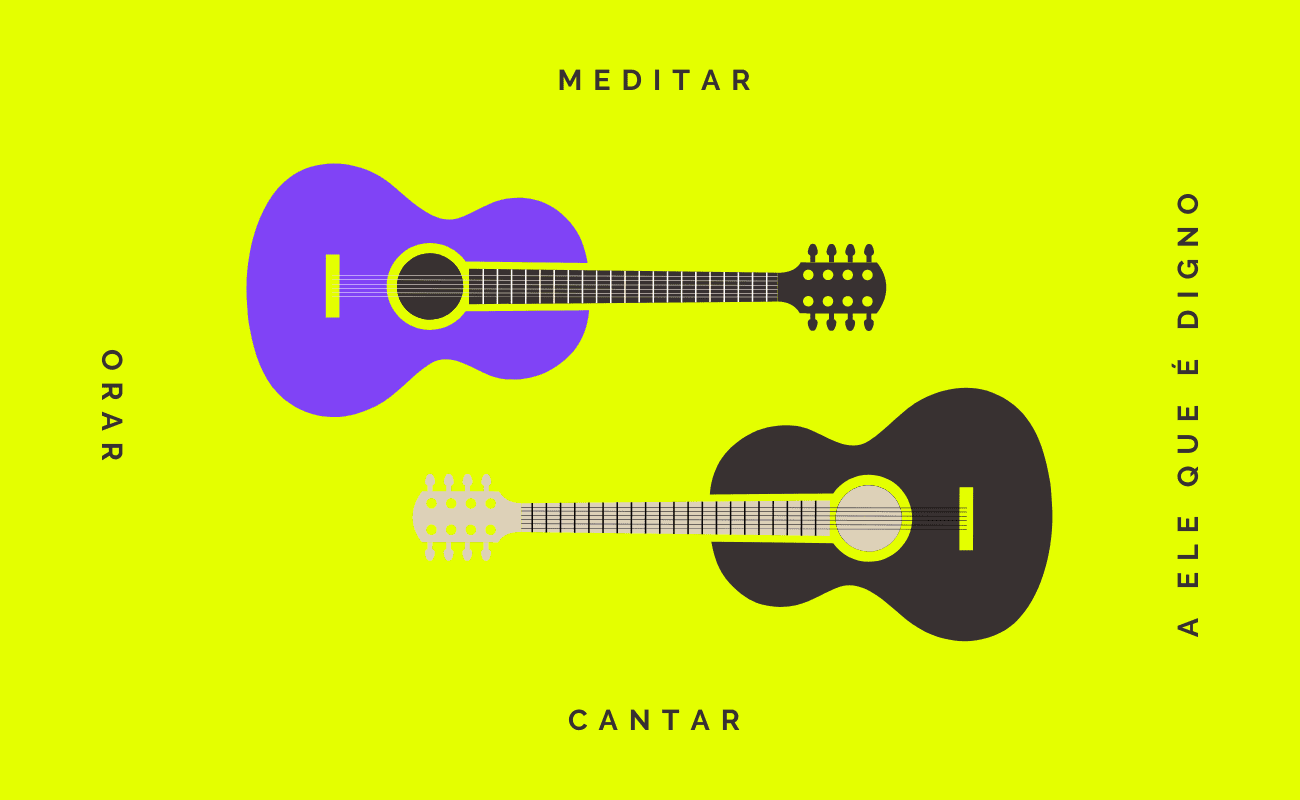 Imagem dois violões – Meditar; Orar; Cantar. – Aquele que é digno