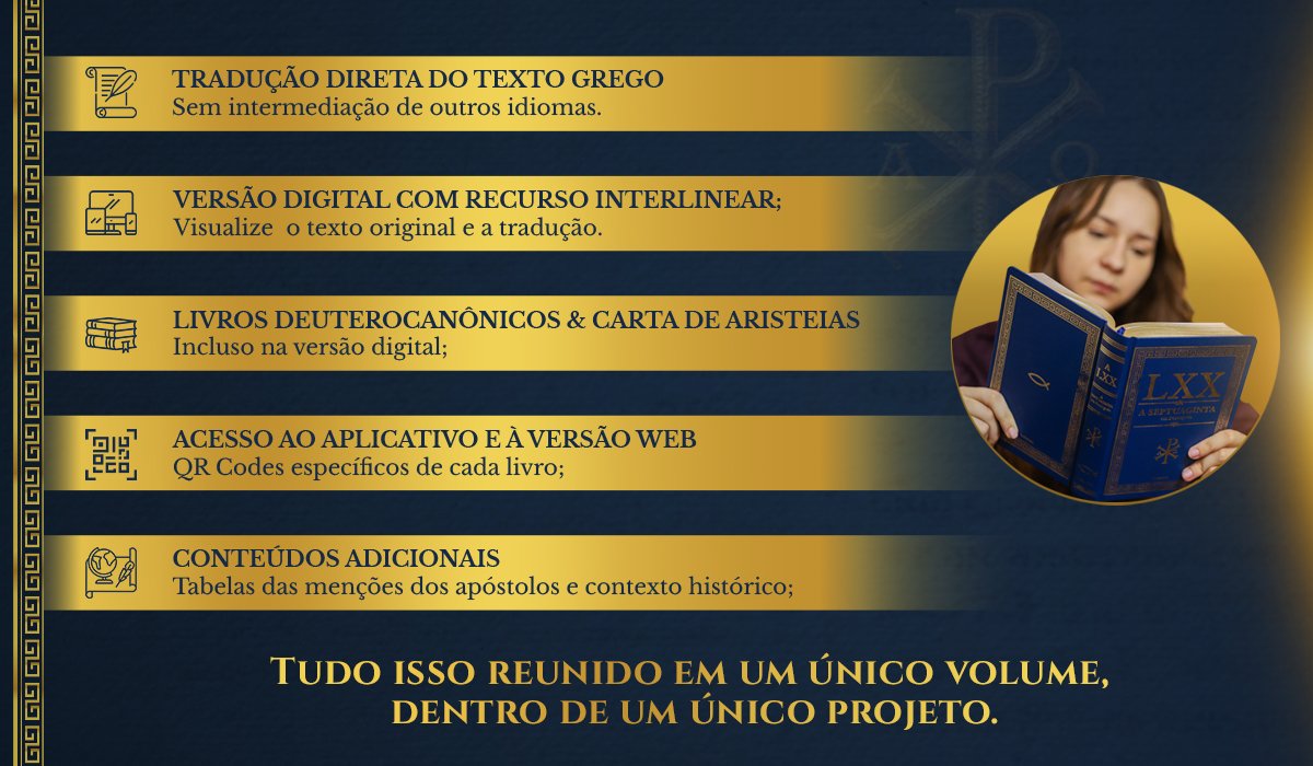 Mulher lendo a Septuginta da BVBooks sobre a Mesa
